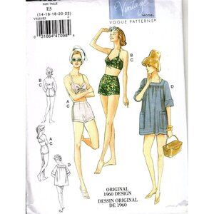 Vogue V9255 Misses 14 to 22 Circa 1960 Bra, Shorts and Coverup Sewing Pattern